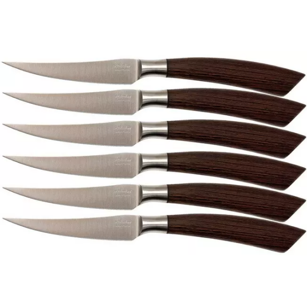 Set de 6 couteaux à steak Saladini 23 cm, wengé