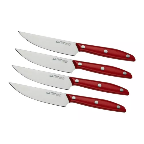 Due Cigni 1896 America 2C1019RSET4, ensemble de 4 couteaux à steak, rouge
