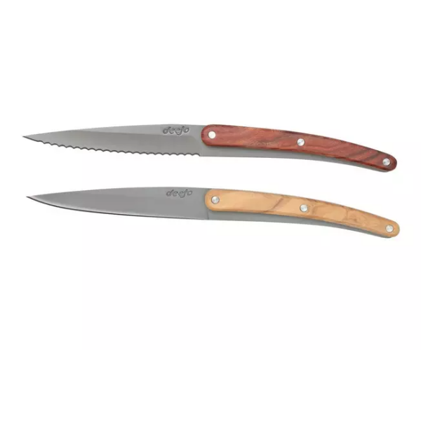 Deejo CFB00010 padouk et bois d'olivier, set de 2 couteaux