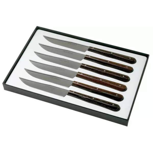 Ensemble de 6 couteaux à steak Nontron Traditionnel bois de frêne, T6OFFRD