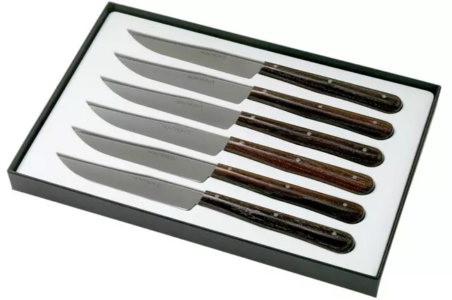 Ensemble de 6 couteaux à steak Nontron Traditionnel bois de frêne, T6OFFRD