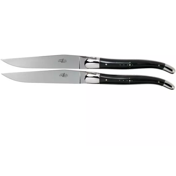 Forge de Laguiole T22MINBF corne polie set de 2 couteaux à steak