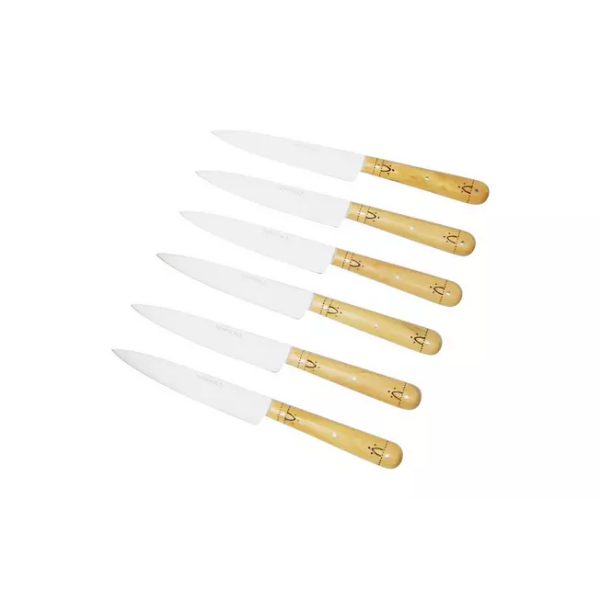Ensemble de 6 couteaux de cuisine Nontron Traditionnel, T6OF12RBU Ensemble de 6 couteaux
