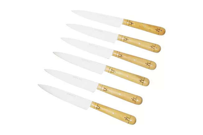 Ensemble de 6 couteaux de cuisine Nontron Traditionnel, T6OF12RBU Ensemble de 6 couteaux