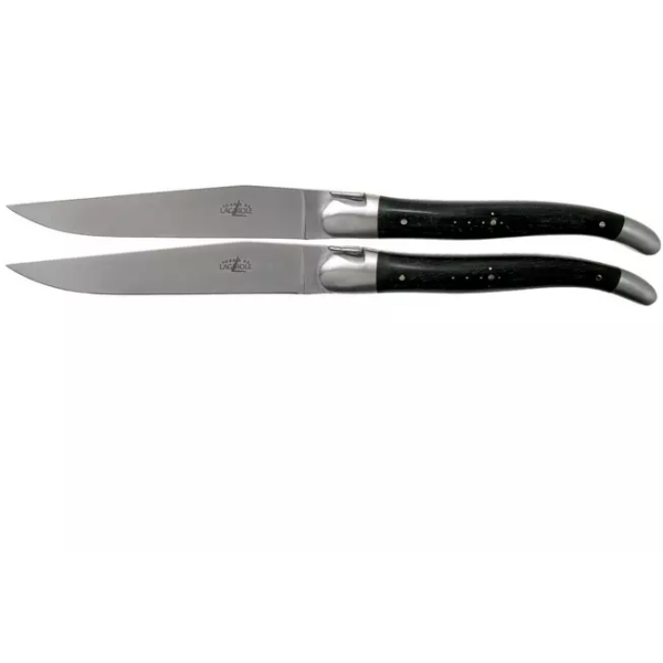 Forge de Laguiole, LAT22MINEB, set de 2 couteaux à steak mat, bois d'ébène