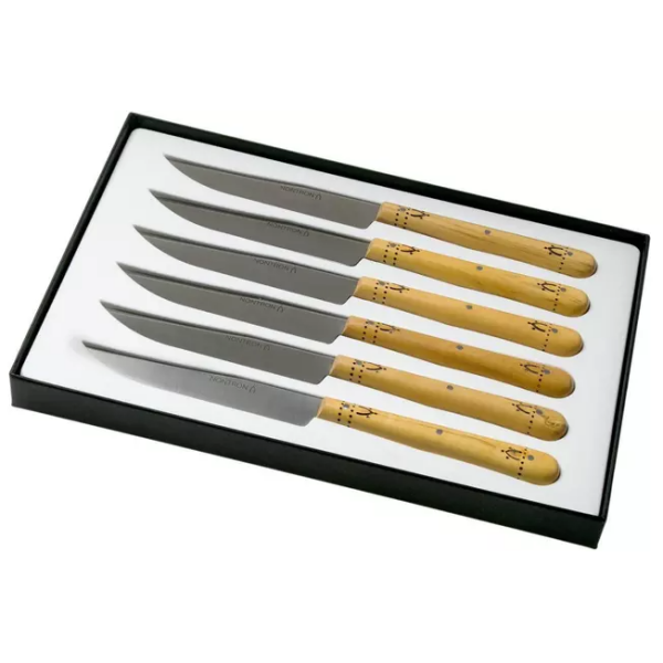 Nontron Ensemble de couteaux à steak Traditionnel 6 pièces bois de buis, T6OFRYBU