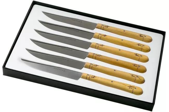 Nontron Ensemble de couteaux à steak Traditionnel 6 pièces bois de buis, T6OFRYBU