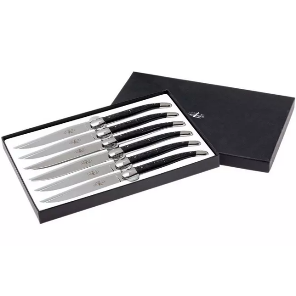 Forge de Laguiole, T62MINTCNOI, set de couteaux à steak en micarta