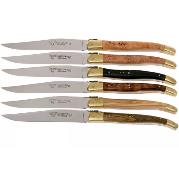 Laguiole en Aubrac - coffret de 6 couteaux steak bois mixte