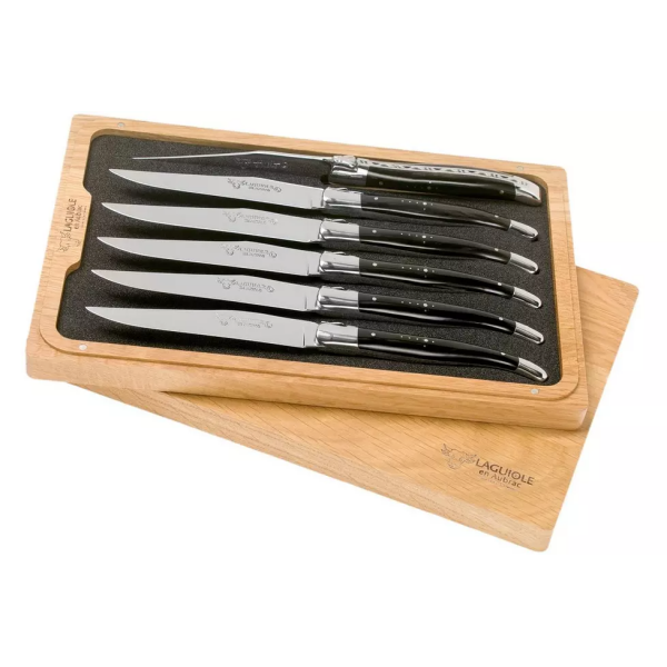 Coffret de couteaux à steak Laguiole en Aubrac 6 pièces corne de buffle
