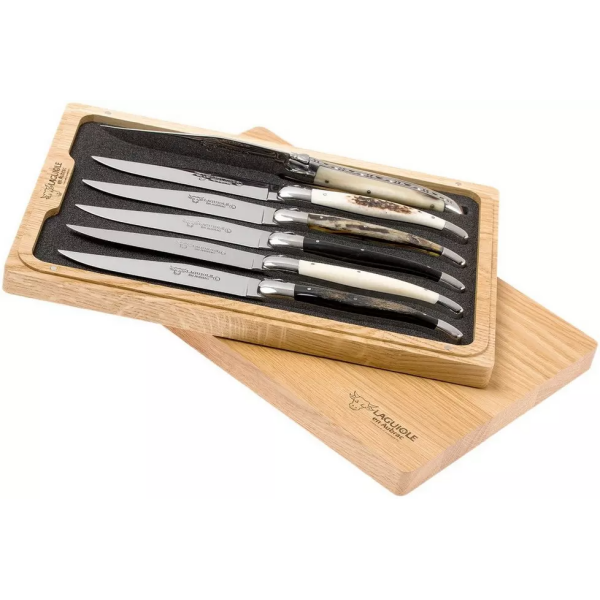 Coffret de couteaux à steak Laguiole en Aubrac 6 pièces corne mixte, 62C99CKI