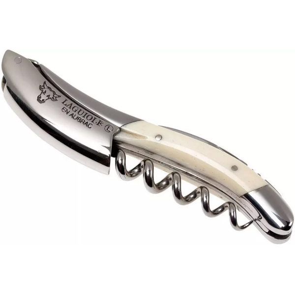 Laguiole en Aubrac Couteau sommelier os brillant blanc LSI1
