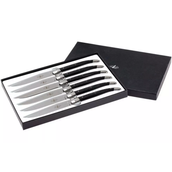 Forge de Laguiole, T62MINTCNOI, set de couteaux à steak en micarta
