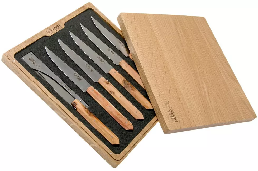 Laguiole en Aubrac Re-move set de 6 couteaux steak genévrier