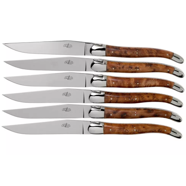 Forge de Laguiole T62MINTHBRI bois de thuya poli coffret de 6 couteaux de table