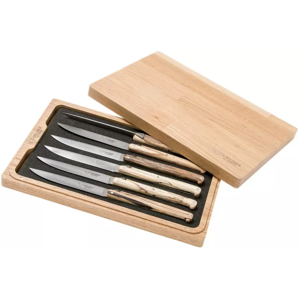 Laguiole en Aubrac Ancestral set de 6 couteaux à steak bois de hêtre