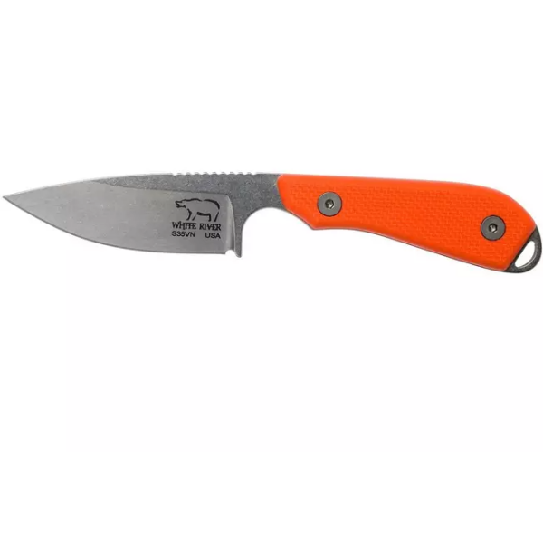 Couteau fixe White River Knives M1 Backpacker Pro Orange G10, étui Kydex