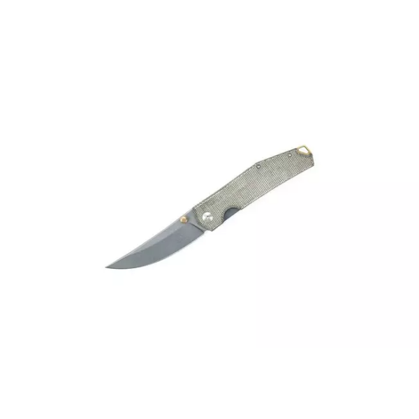 GiantMouse ACE Clyde Green Canvas Micarta, Brass, couteau de poche, Ansø en Voxnaes design