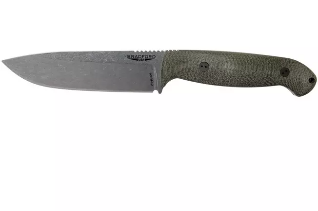 Bradford Guardian 5.5S, 3D OD Vert Micarta Guardian 5.5 CPM 3V, Sabre Stonewashed 5.5S-102