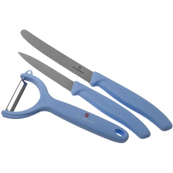 Victorinox SwissClassic 6.7116.33L22 Set de 3 couteaux à légumes, bleu