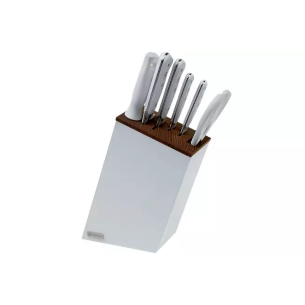Wüsthof Classic set de couteaux 6 pièces blanc "version couteau à pain" avec bloc de couteaux mince