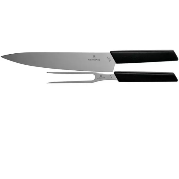 Couteau à découper et fourchette à viande Victorinox Swiss Modern, noir