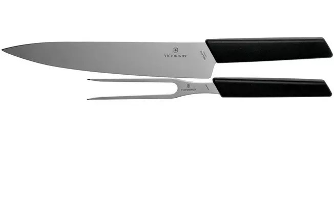 Couteau à découper et fourchette à viande Victorinox Swiss Modern, noir