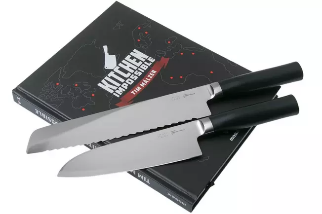 Kai Tim Malzer Kamagata Monster Set TMK-SB22, ensemble de 2 couteaux santoku et couteau à pain + livre de cuisine