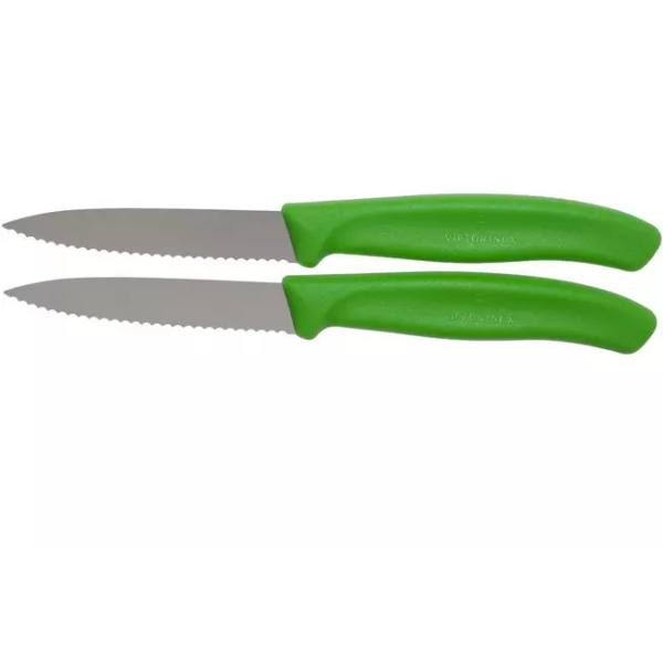 Couteaux à légumes dentelés Victorinox SwissClassic vert 8 cm, lot de 2, VT6-7636-L114B