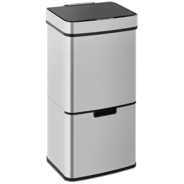 Poubelle automatique - 72 l - 3 compartiments - Acier inoxydable