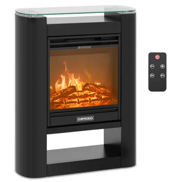 Cheminée électrique - avec fonction chauffage - 1,8 kW - 2 niveaux de puissance - Design moderne