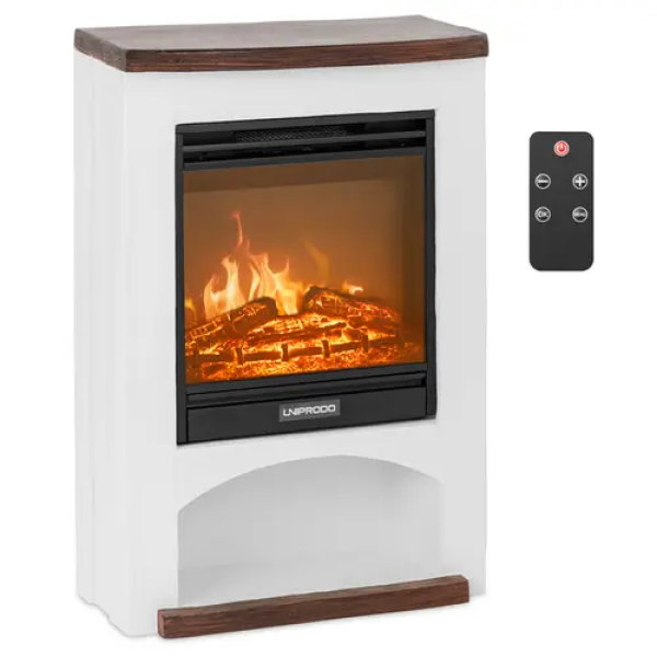 Cheminée électrique - avec fonction chauffage - 1,8 kW - 2 niveaux de puissance - Design méditerranéen