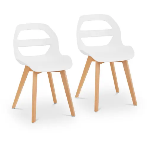 Chaise - Lot de 2 - 150 kg max. - Surface d'assise de 40 x 38 cm - Coloris blanc