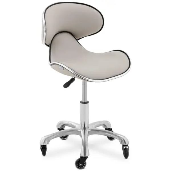 Tabouret de bureau avec dossier - 680 - 800 mm - 125 kg - Gris