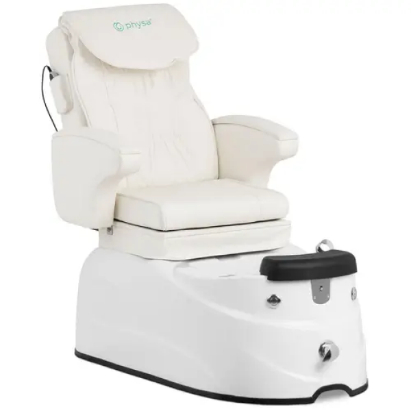 Fauteuil pédicure - électrique - avec bain de pieds - 105 W - 150 kg - blanc - massage du dos et de la nuque