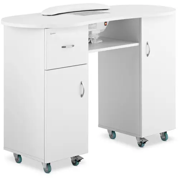 Table de manucure - 1 200 x 503 x 803 mm - Blanc - Avec aspiration et repose-main
