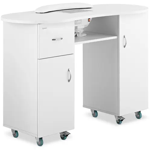 Table de manucure - 1 200 x 503 x 803 mm - Blanc - Avec aspiration et repose-main