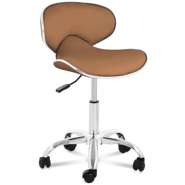 Tabouret de bureau avec dossier - 48 - 62 cm - 150 kg - Cappuccino