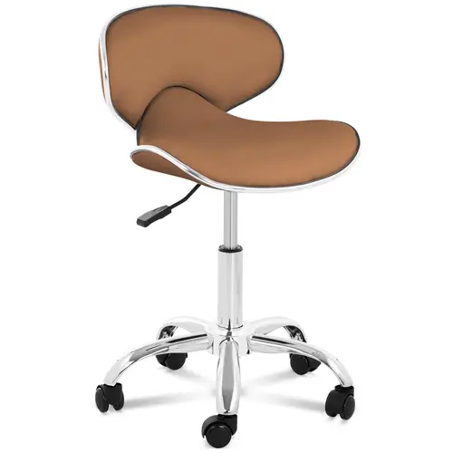 Tabouret de bureau avec dossier - 48 - 62 cm - 150 kg - Cappuccino