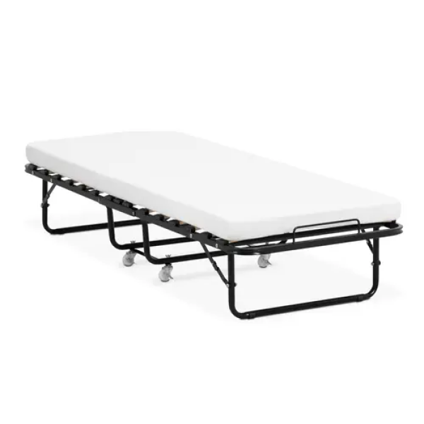 Lit d'appoint pliable avec matelas - 80 x 190 cm - 150 kg - à roulettes