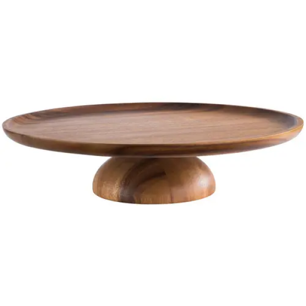 Présentoir à gâteau - Bois d'acacia huilé - Diamètre : 33 cm - Hauteur : 8 cm