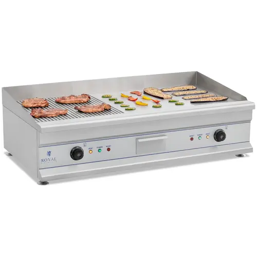 Plancha électrique nervurée - Double - 100 cm - 2 x 3 200 W