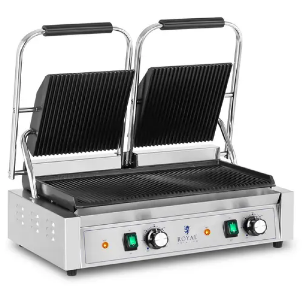 Machine à panini double - 3 600 W - Rainurée