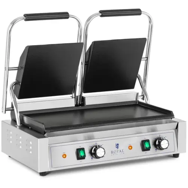 Machine à panini double - Lisse - Royal Catering - 3,600 W