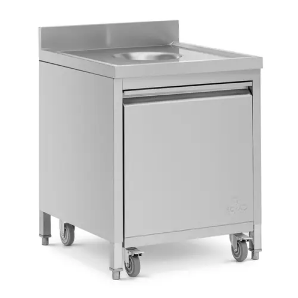 Poubelle avec caisson mobile - 50 l - Large ouverture - Ouverture frontale - Dosseret - Inox - Royal Catering