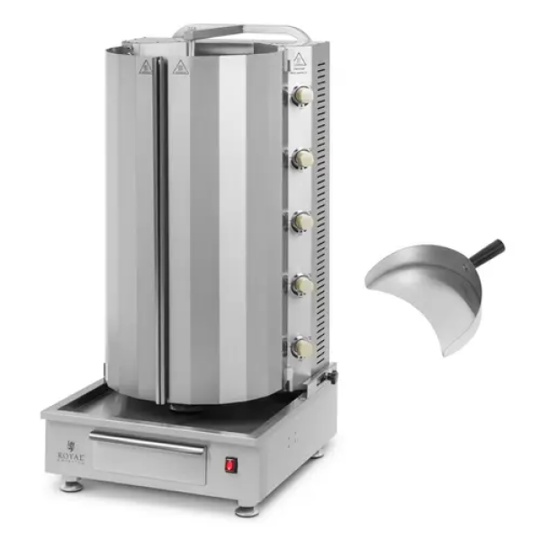 Machine à kebab gaz - pour 80 kg de viande - 5 brûleurs - 20 kW - Royal Catering