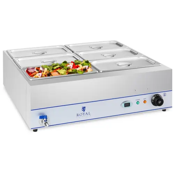 Bain-marie - 2 000 W - 6 x 1/3 GN - Robinet de vidange