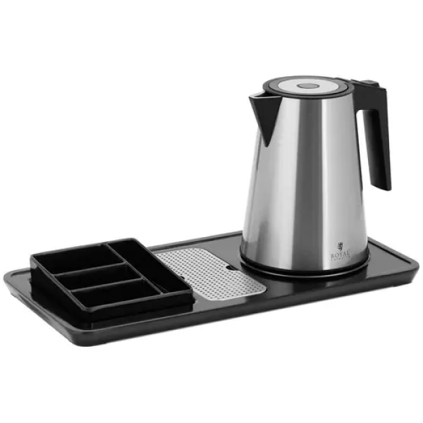 Plateau de courtoisie hôtel - Avec compartiments pour café et thé - 1,2 l - 1800 W - Argent - Royal Catering