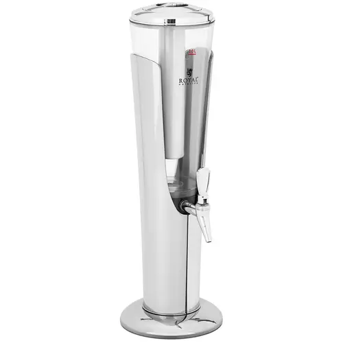 Fontaine à boisson - 3 l - Avec dispositif de refroidissement - Pour verres de 198 mm ou moins - Éclairage LED - Argent - Royal Catering