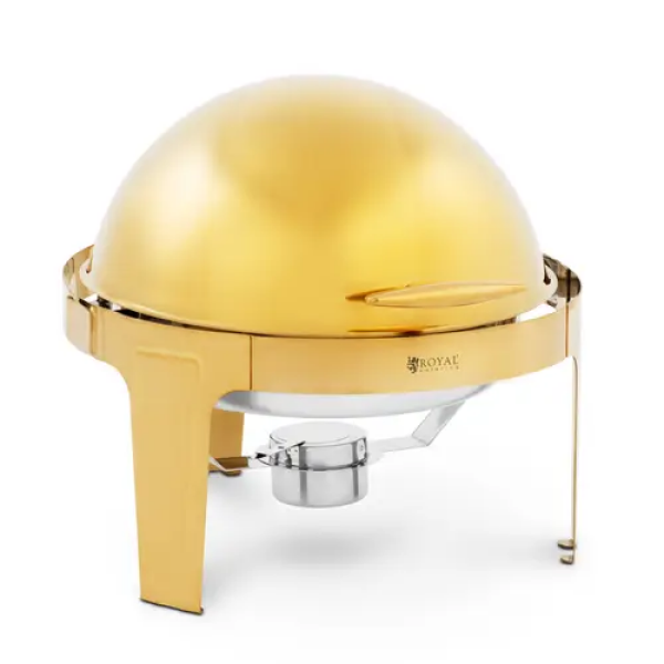 Chafing dish - rond - 6 l - 1 bruleur à pâte - doré - Royal Catering